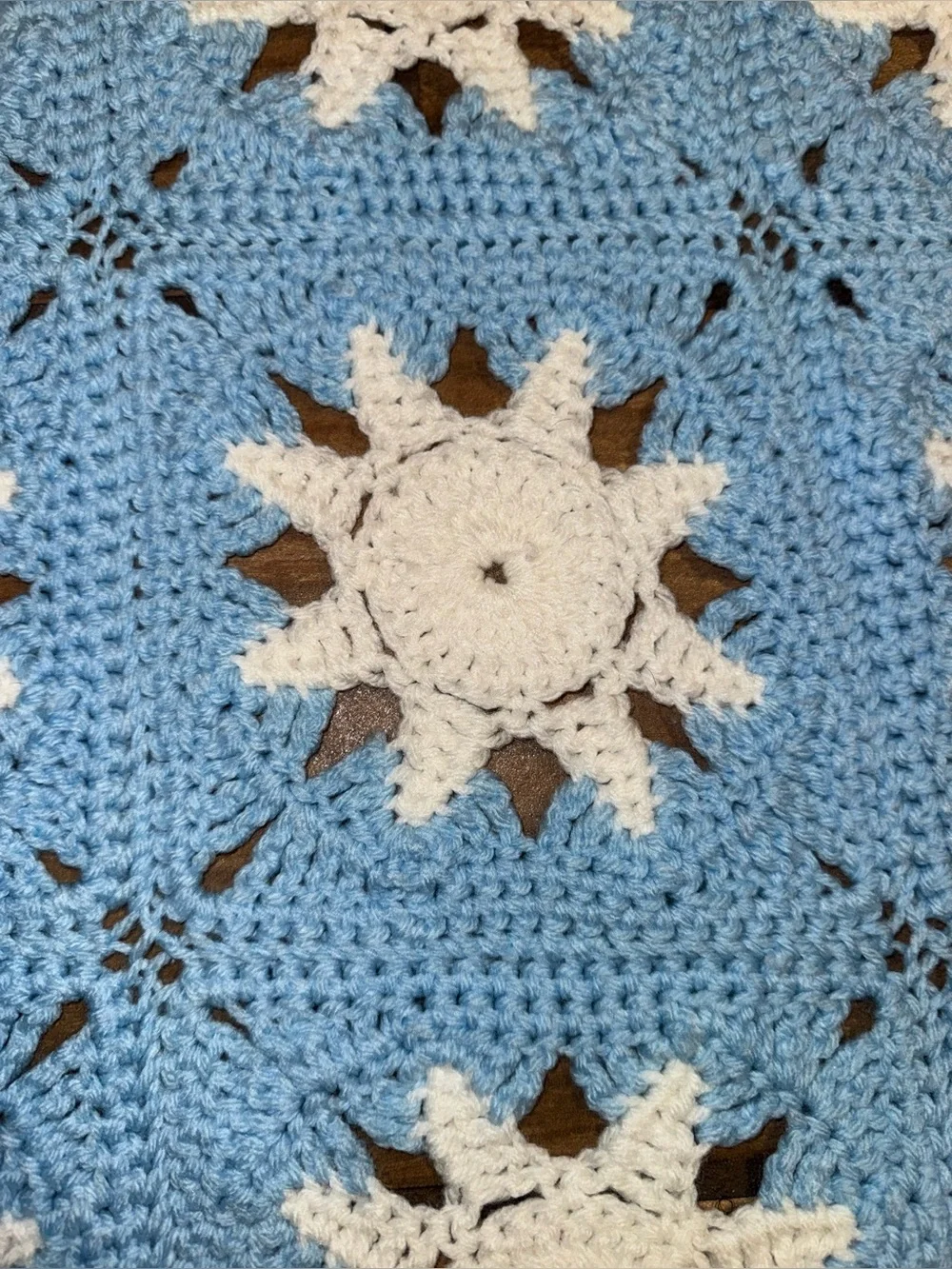 Handmade blue crochet throw afghan blanket
